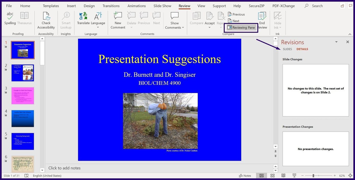 Seguimiento de cambios en Microsoft PowerPoint Paso 5