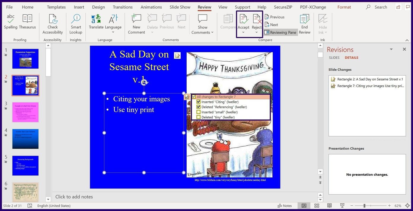 Seguimiento de cambios en Microsoft PowerPoint Paso 9