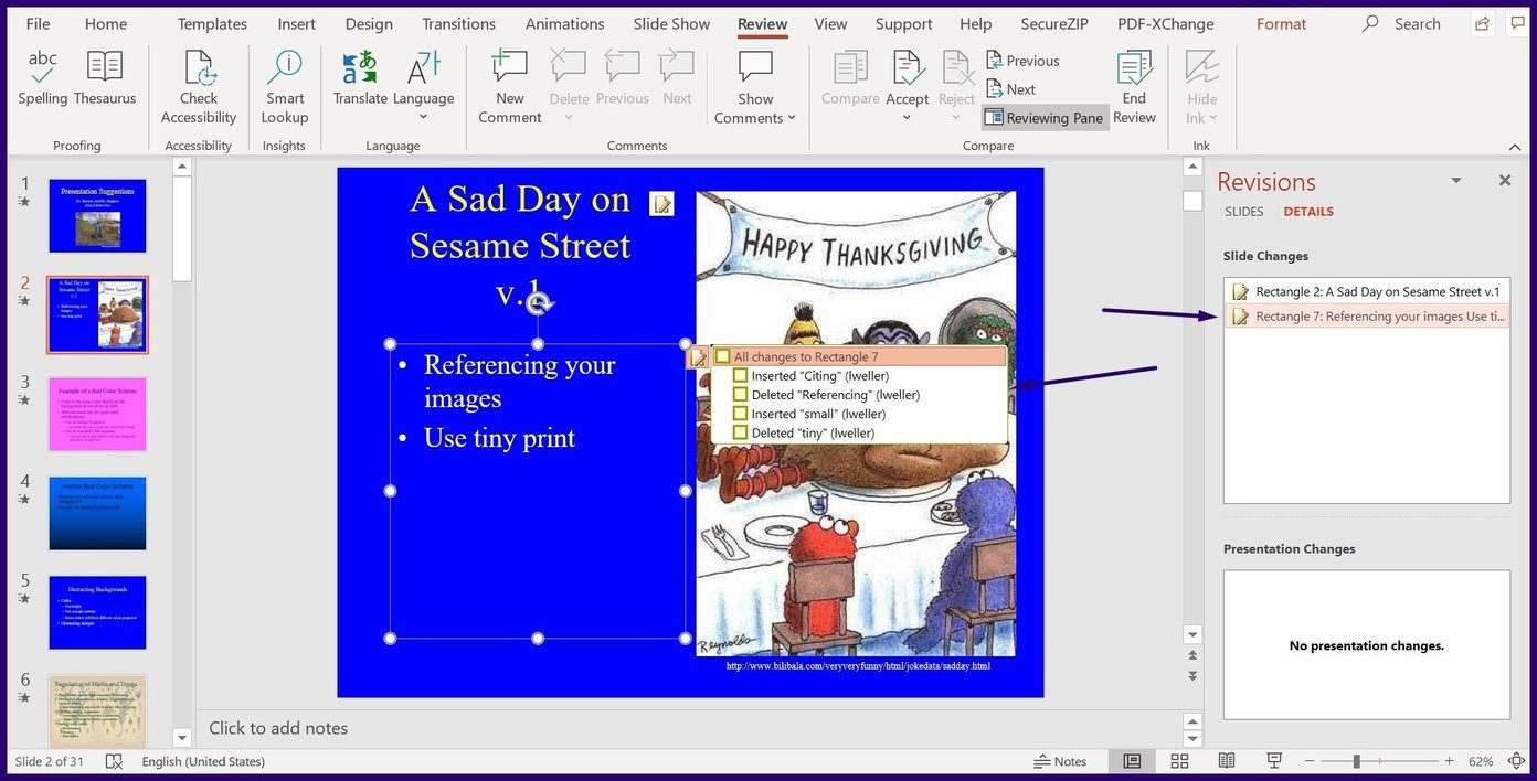 Seguimiento de cambios en Microsoft PowerPoint Paso 8