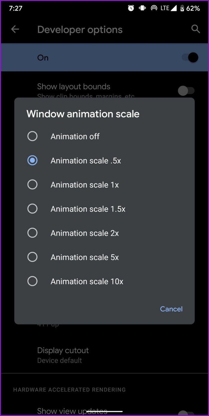 Escala de animación de ventana en Android