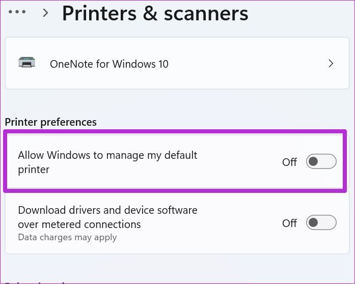 Deshabilite Windows para seleccionar la impresora