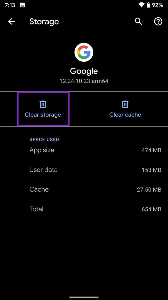 Borrar almacenamiento de aplicaciones de Google