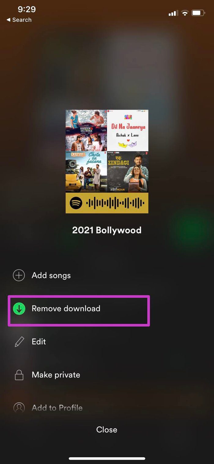 Eliminar la descarga de Spotify