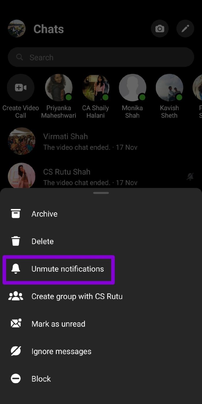 Activar notificaciones en Messenger