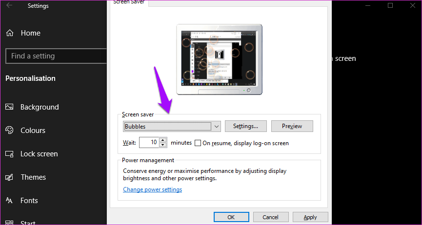 Resolver el protector de pantalla que no funciona en Windows 10 número 3
