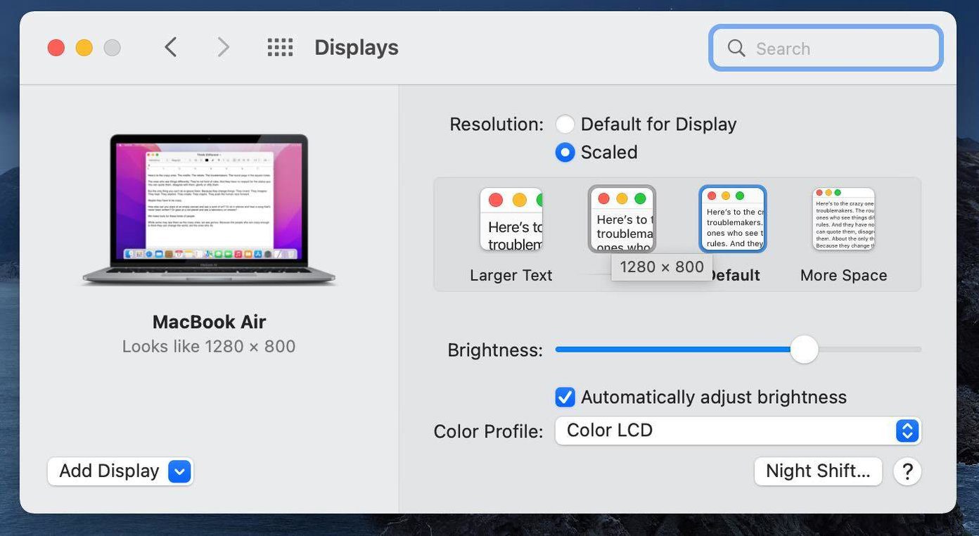 cambiar la resolucion de pantalla en mac
