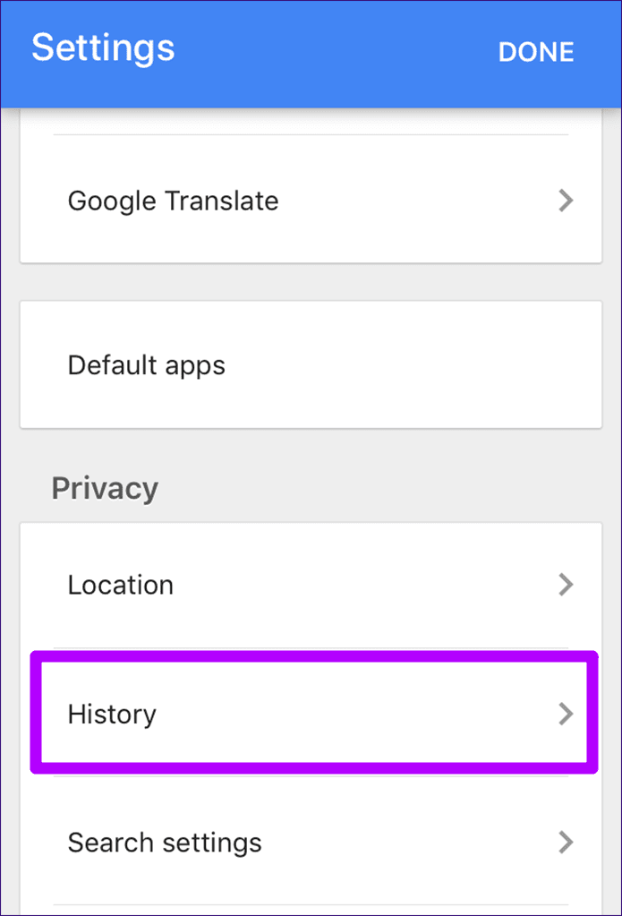 Borrar caché de historial de aplicaciones de Google 2