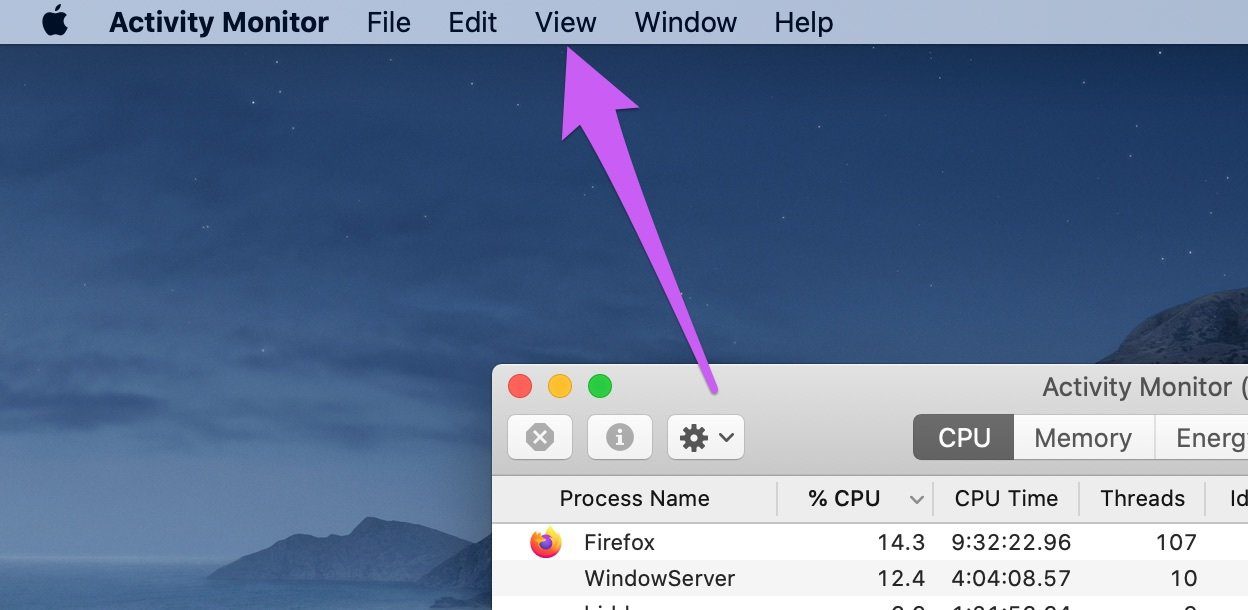 Arreglar el monitor de actividad que no muestra columnas mac