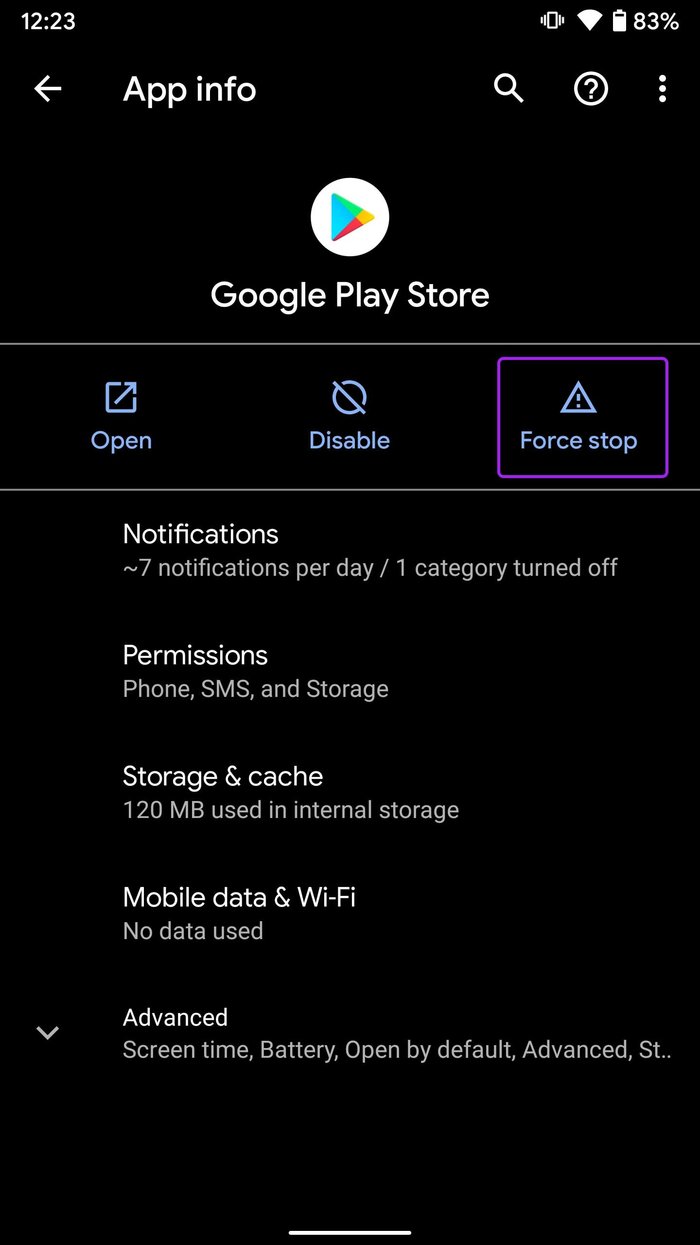 Forzar la detención de las aplicaciones de Play Store que no se actualizan en Android