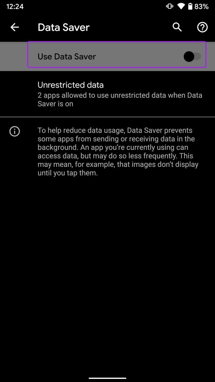 Deshabilite las aplicaciones del modo de ahorro de datos que no se actualizan en Android