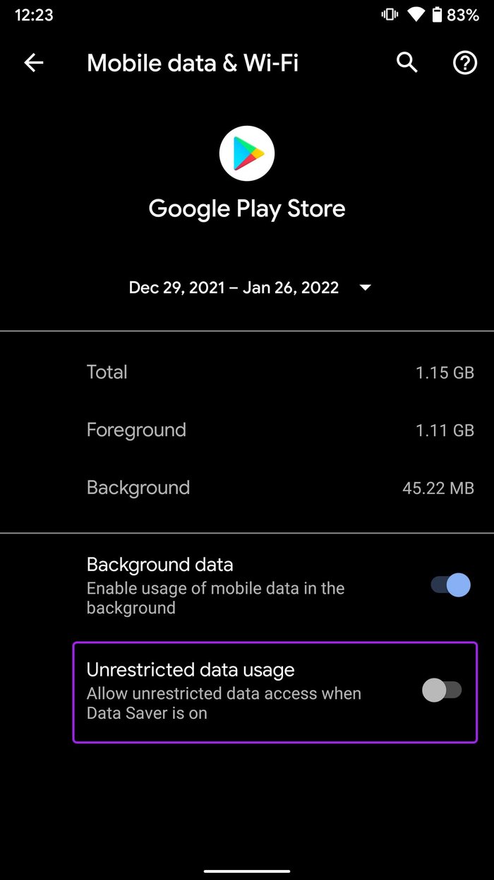 Otorgue uso de datos ilimitado a las aplicaciones de Play Store que no se actualizan en Android