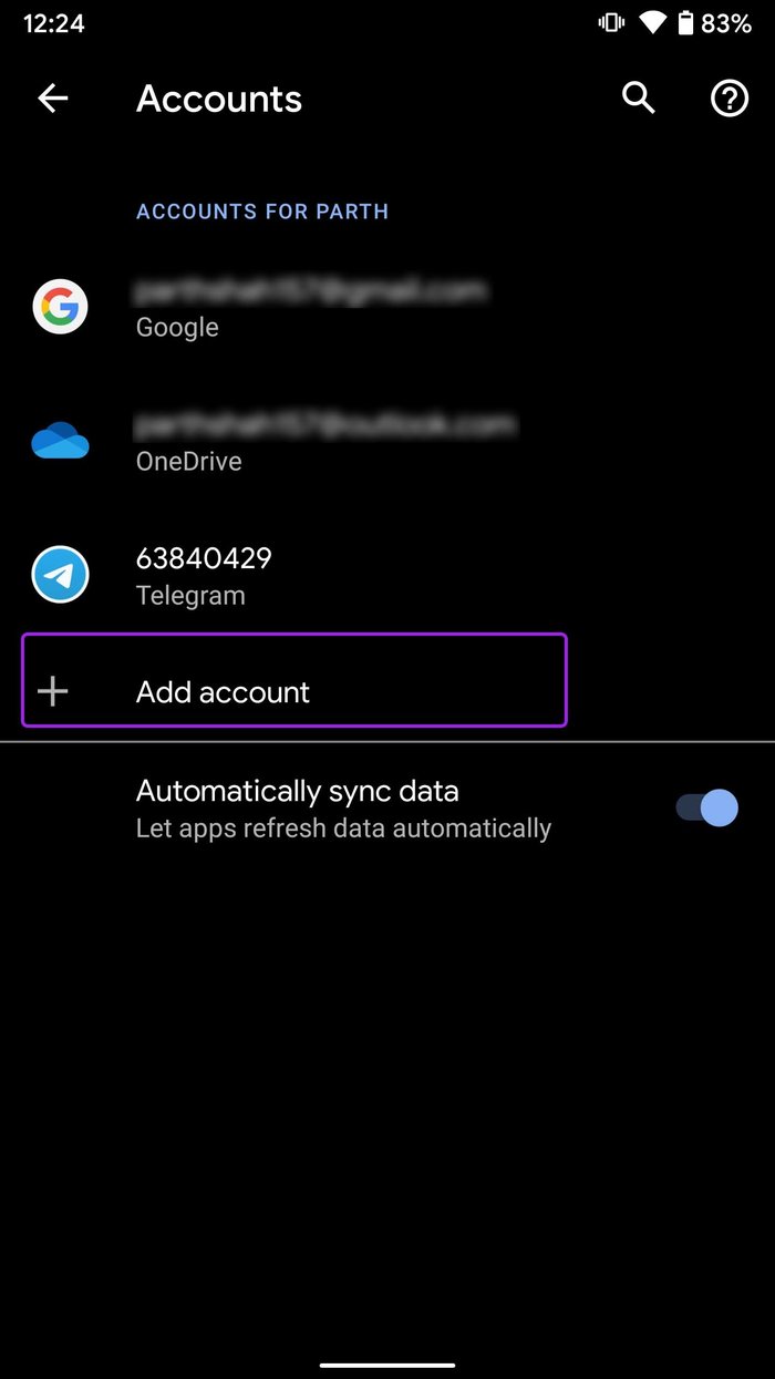 Agregar aplicaciones de cuenta no actualizadas en Android