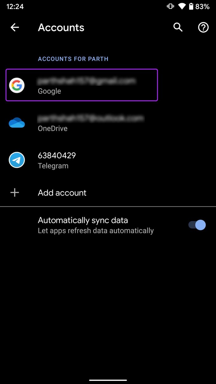 Seleccione las aplicaciones de la cuenta de Google que no se actualizan en Android