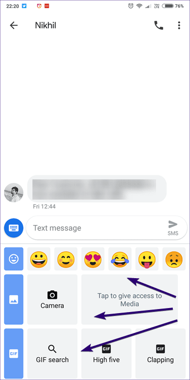Facebook mensajero contra Android 4 mensajes