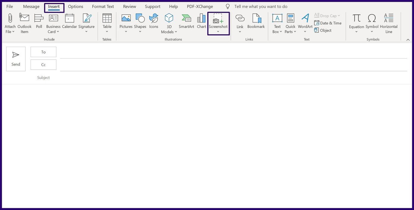 Cómo insertar capturas de pantalla en Microsoft Outlook Paso 4
