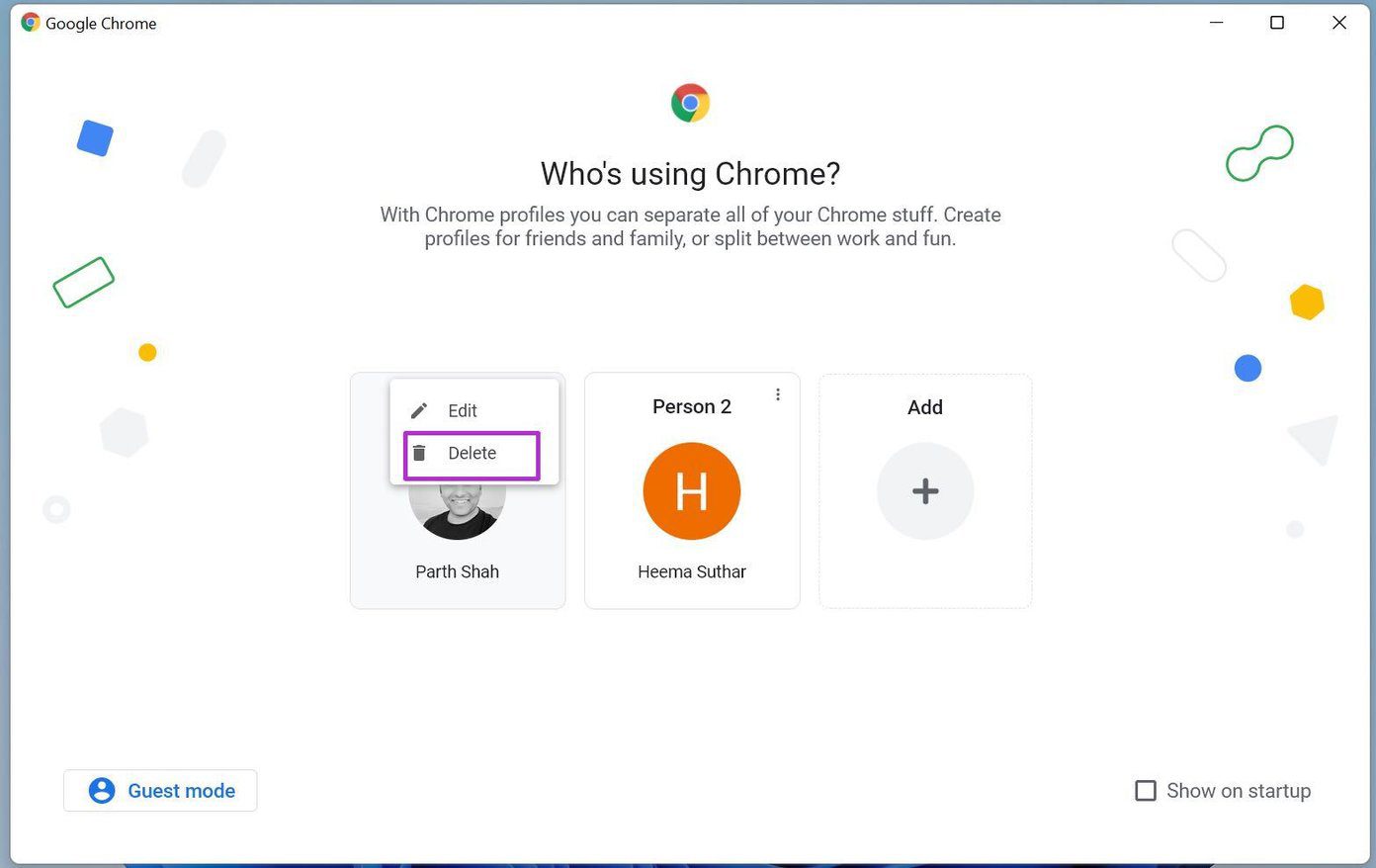Eliminar perfil de Chrome