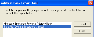 libreta de direcciones de exportación de Outlook Express
