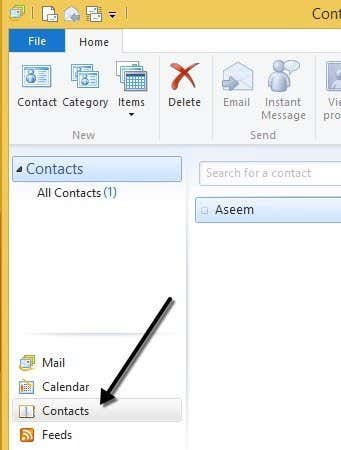 Contactos de correo electrónico de Windows Live