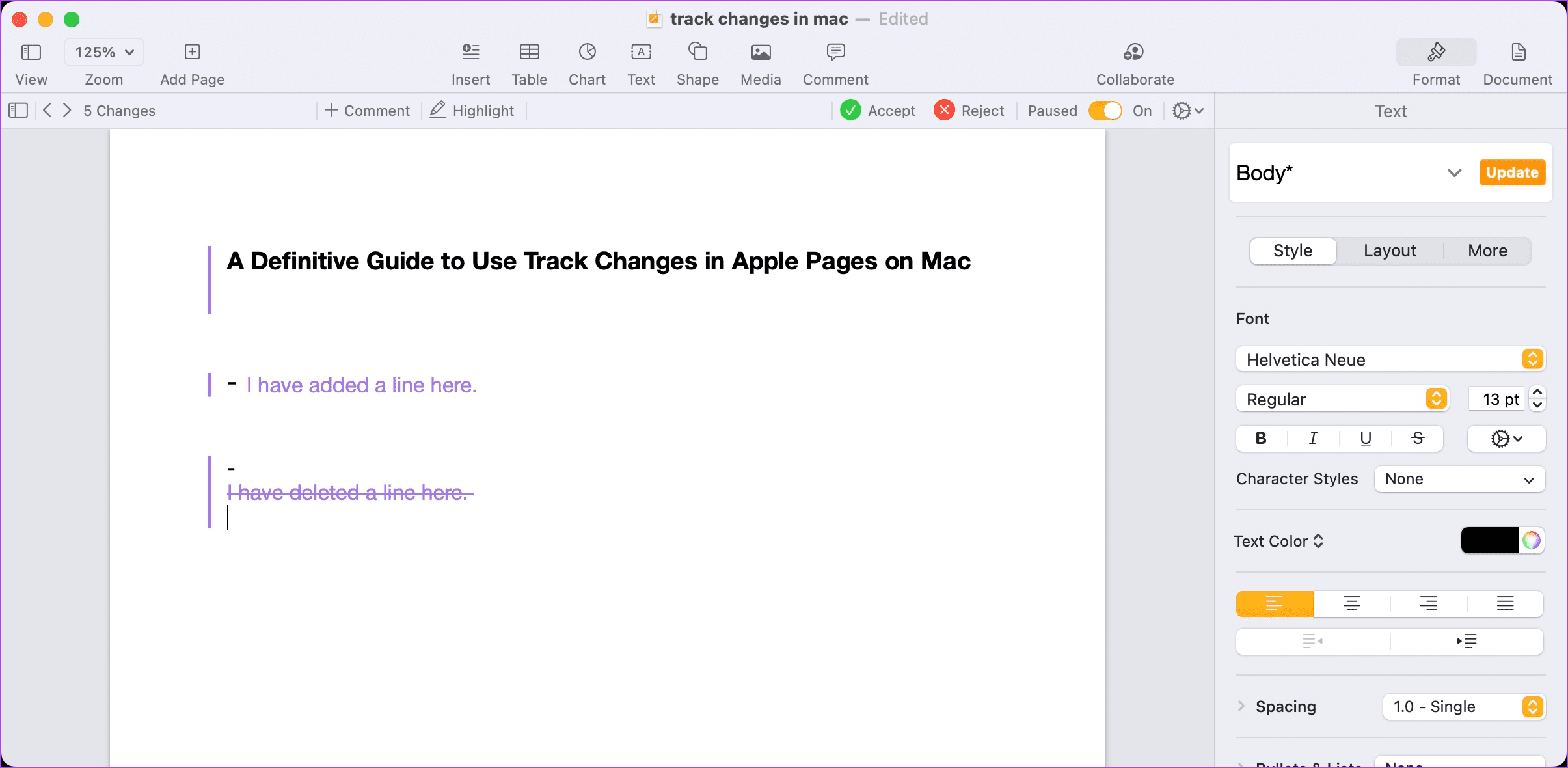 1. Habilite el control de cambios en las páginas de Apple 4