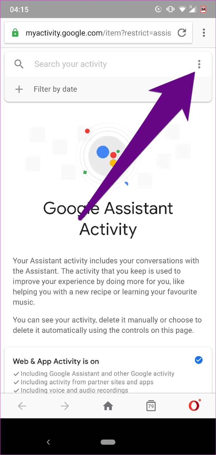 Eliminar el historial del asistente de Google Android 14