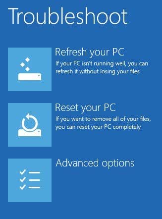 Opciones avanzadas de Windows 8