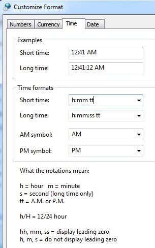 personalizar formato de hora
