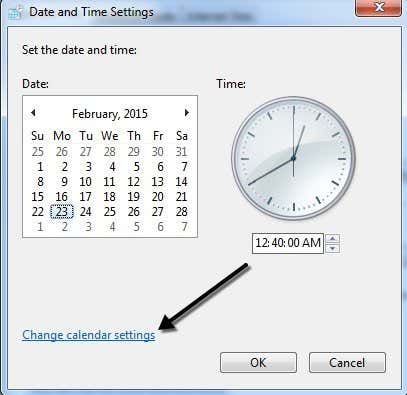 cambiar la configuración del calendario