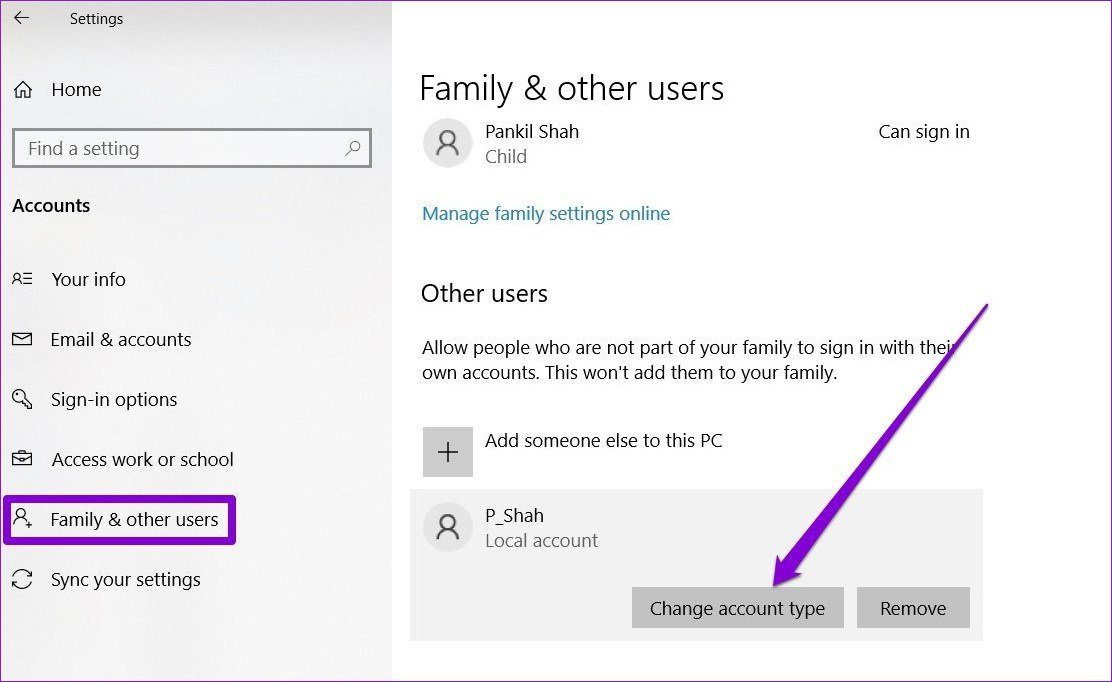 Configuración de usuario en Windows