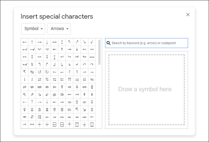 Insertar caracteres especiales Google Docs 1