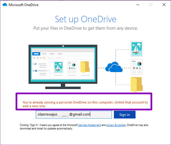 Agregar varias cuentas de One Drive Windows 10 10