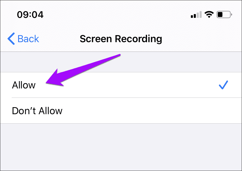 Correcciones de grabación de pantalla de iPhone Ipad 8