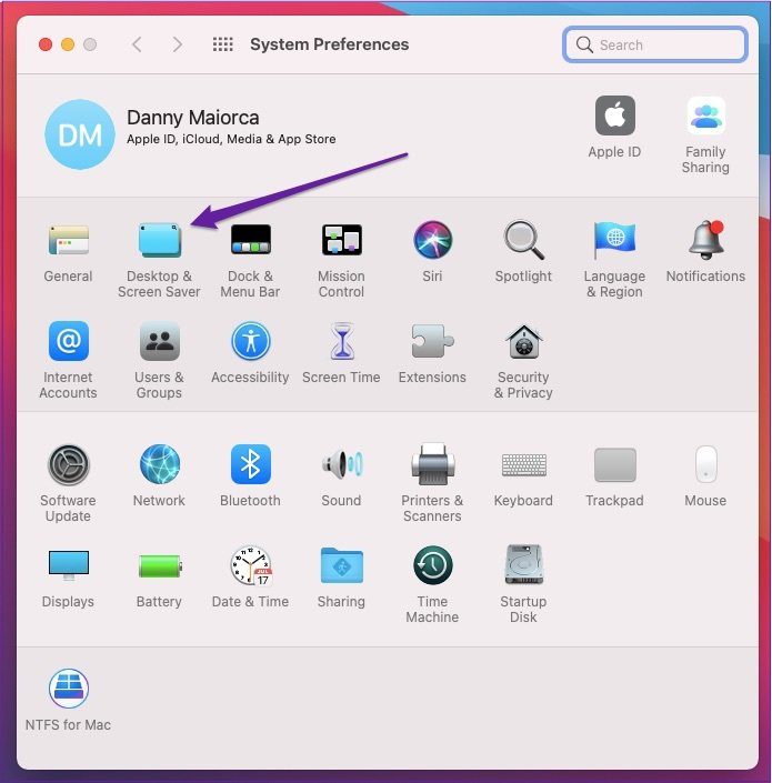 Preferencias del sistema Mac para escritorio y protector de pantalla