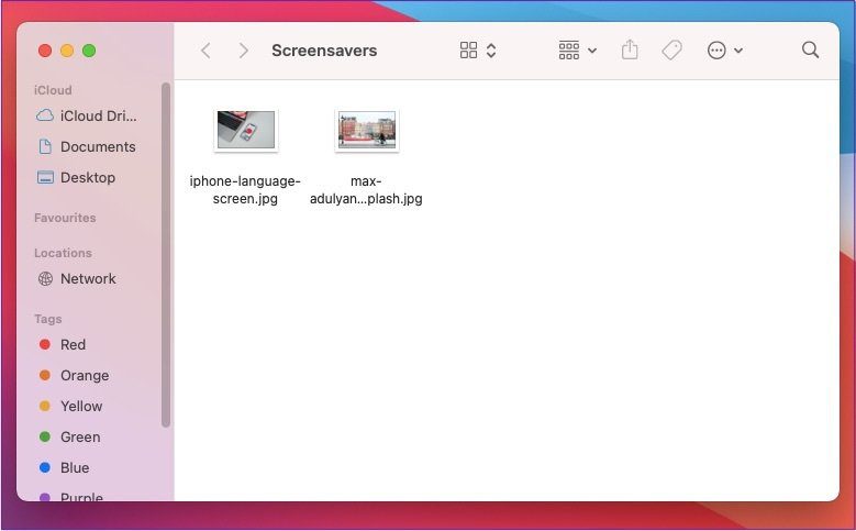 Carpeta de protectores de pantalla de Mac