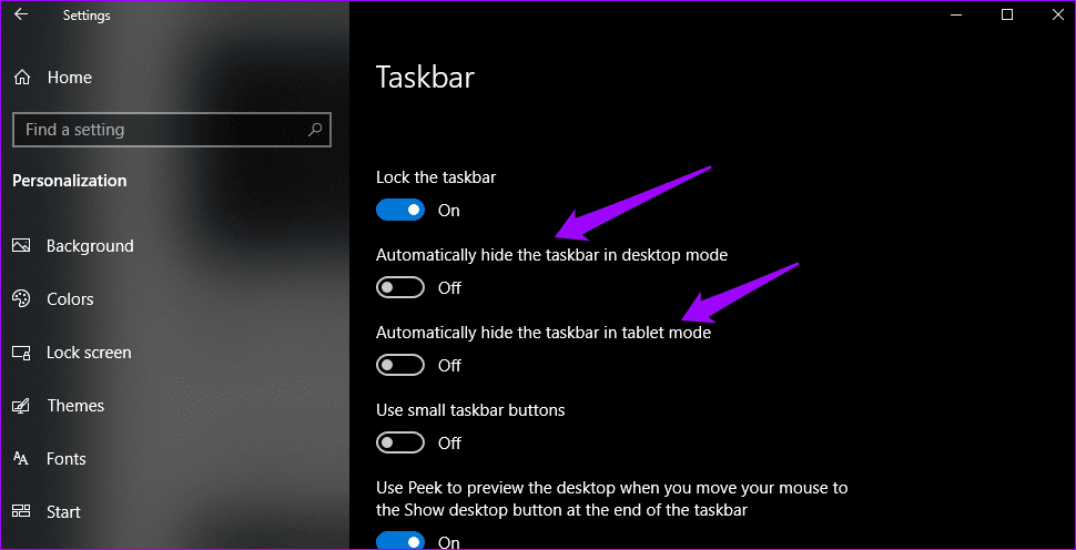 La barra de tareas de Windows 10 no se oculta en pantalla completa 14