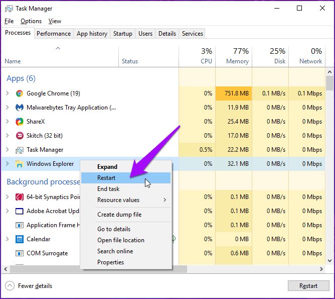 La barra de tareas de Windows 10 no se oculta en pantalla completa 7
