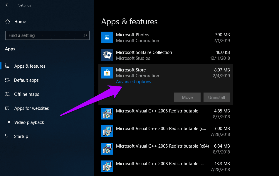 Inicio de bloqueo de la aplicación Windows 10 Store 8
