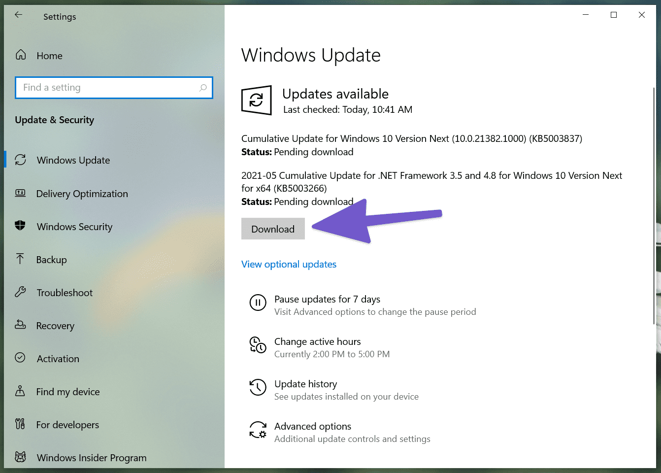 Descargar actualización de Windows 10