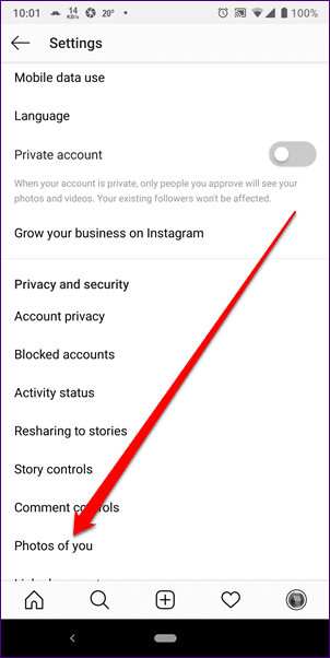 Configuración de privacidad de Instagram 19A