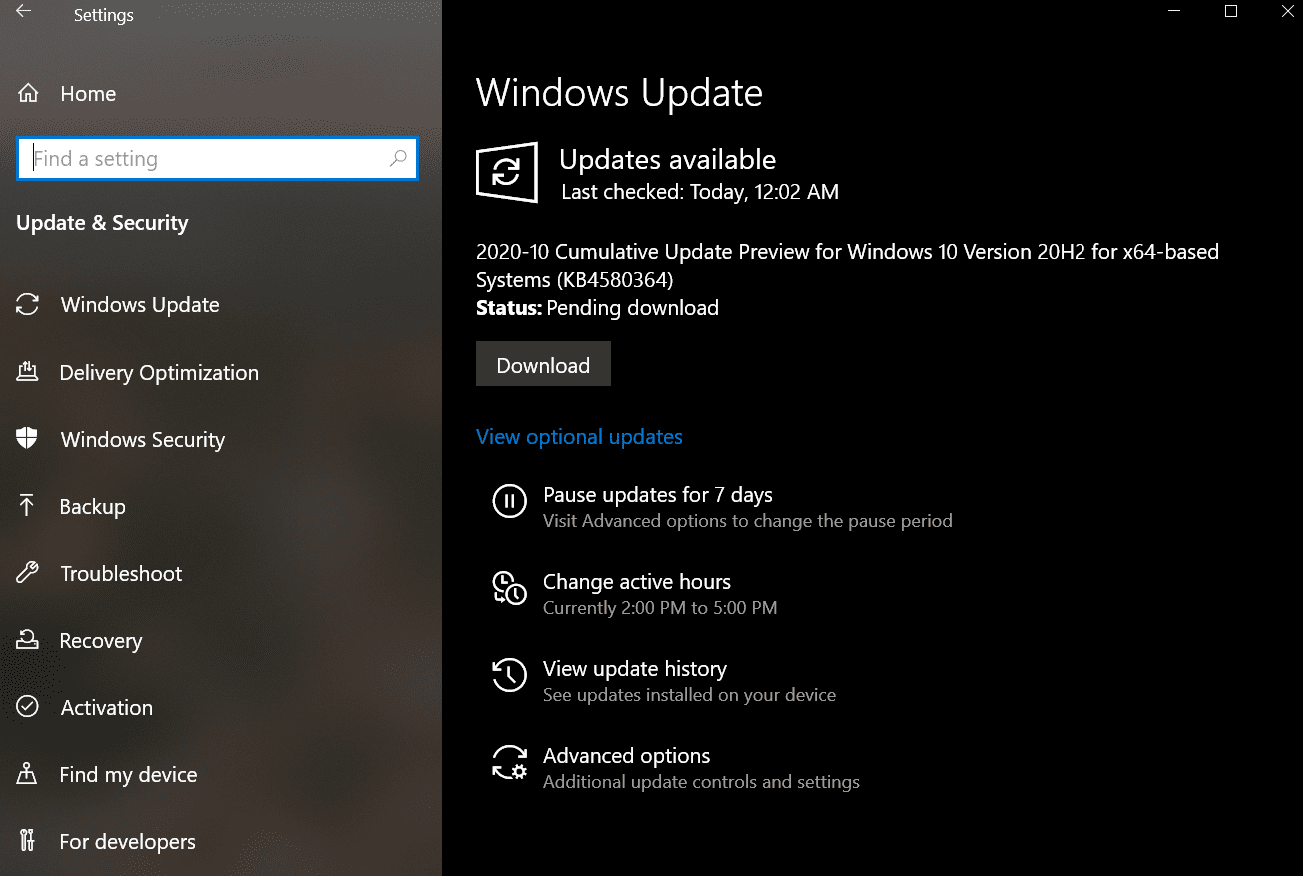 Descargar actualización de Windows