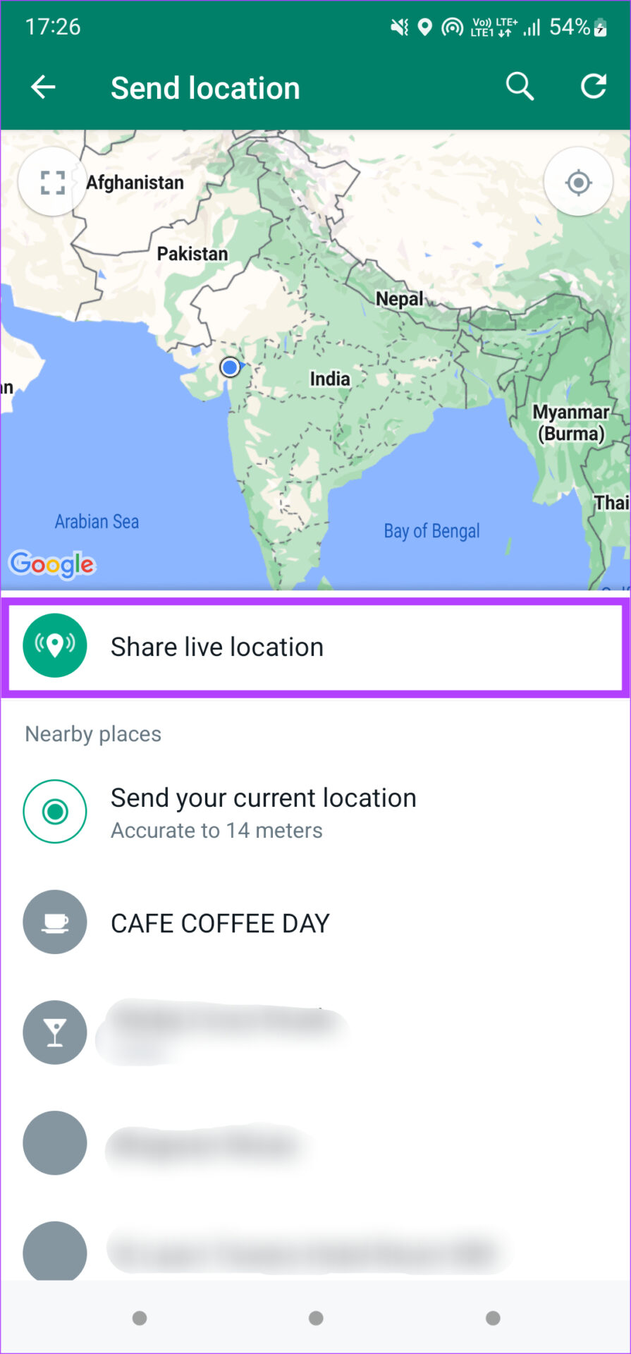 compartir ubicación en vivo