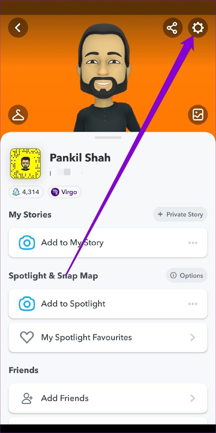 Abra la configuración de Snapchat