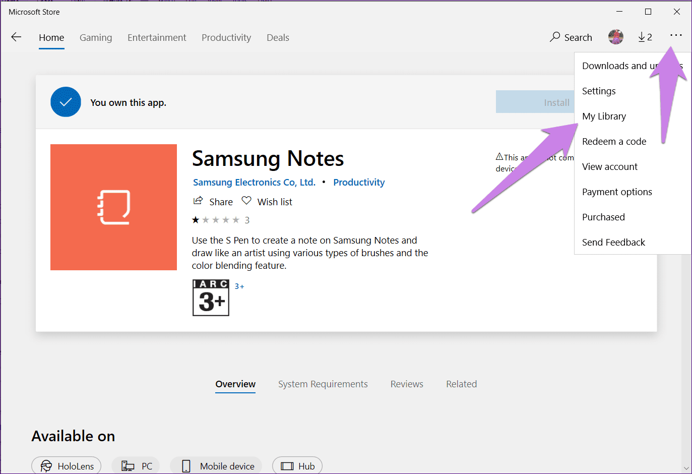 Mostrar la aplicación Samsung Notes en PC 9