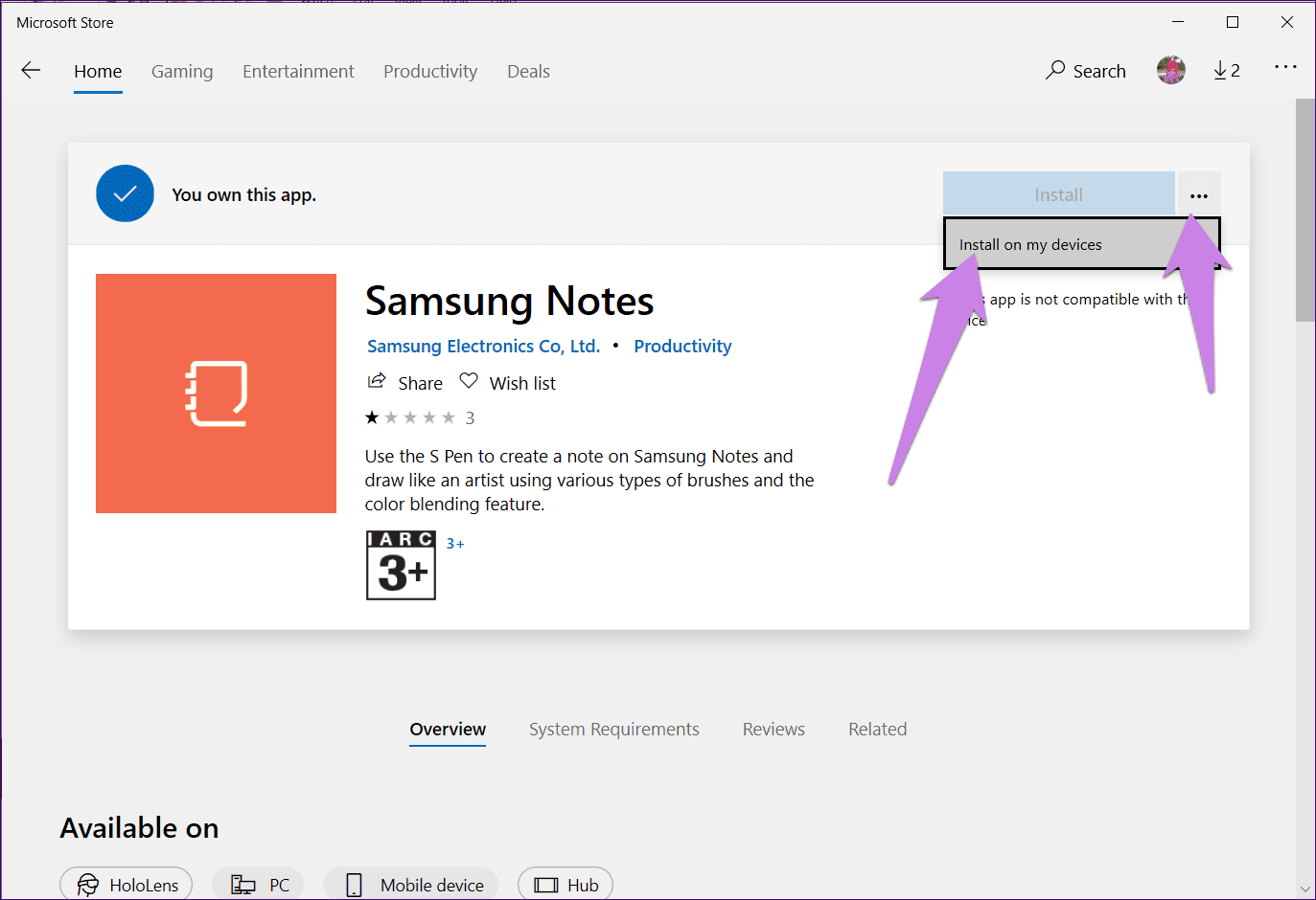Mostrar la aplicación Samsung Notes en PC 7