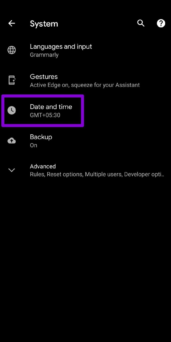 Configuración de fecha y hora de Android