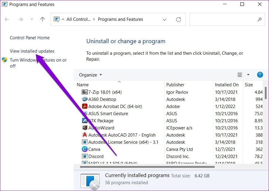 Ver actualizaciones instaladas en Windows 11