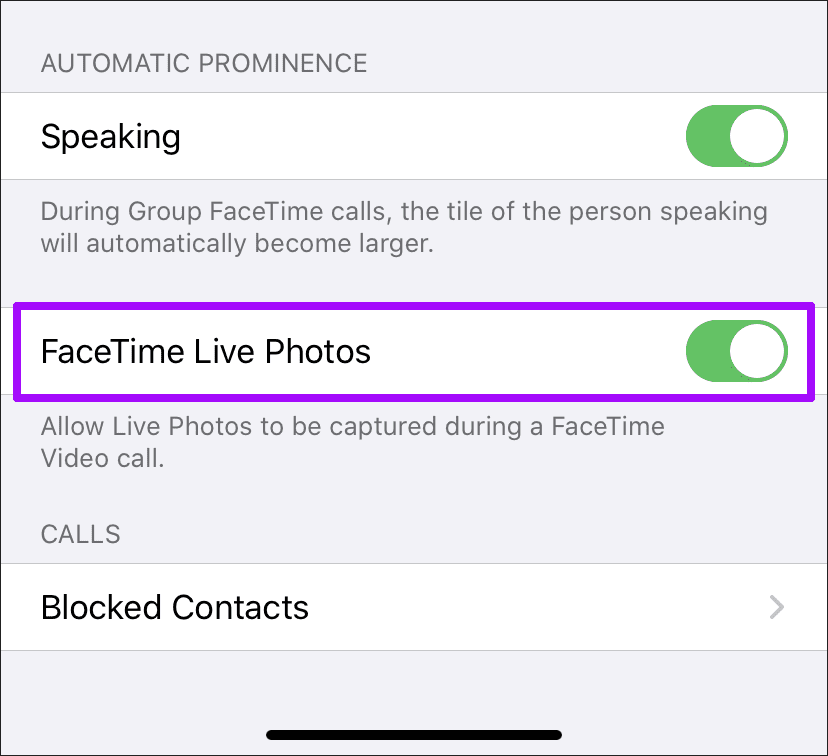 Las fotos en vivo de FaceTime no funcionan