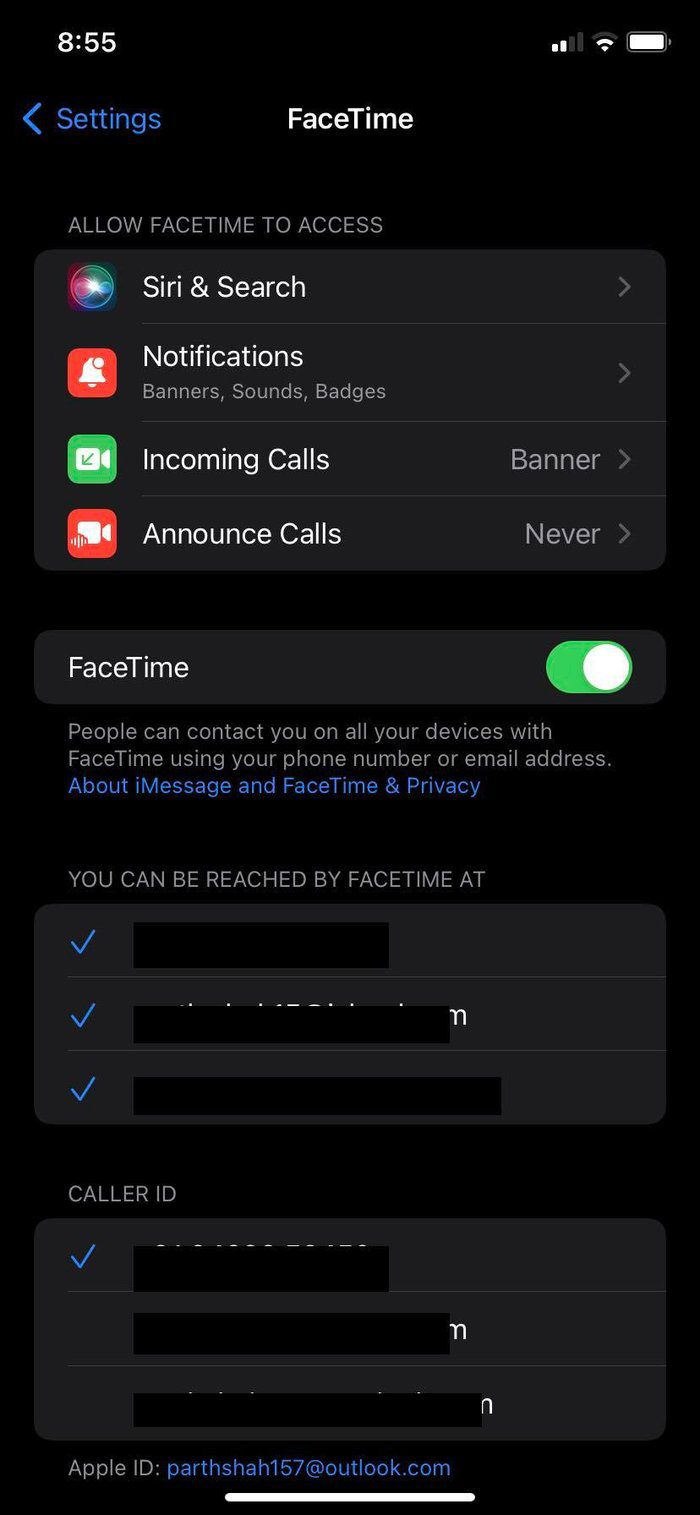 Cambiar el identificador de llamadas de Facetime