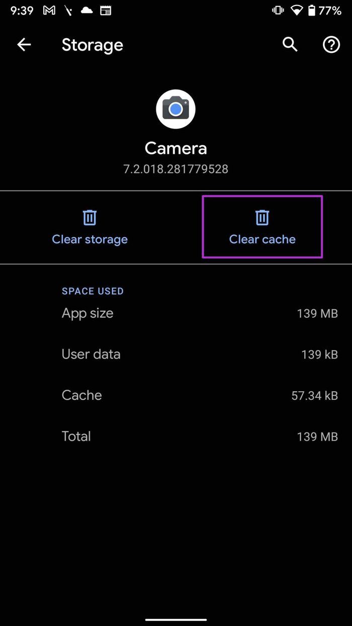 La cámara de reparación de caché clara no funciona en Android