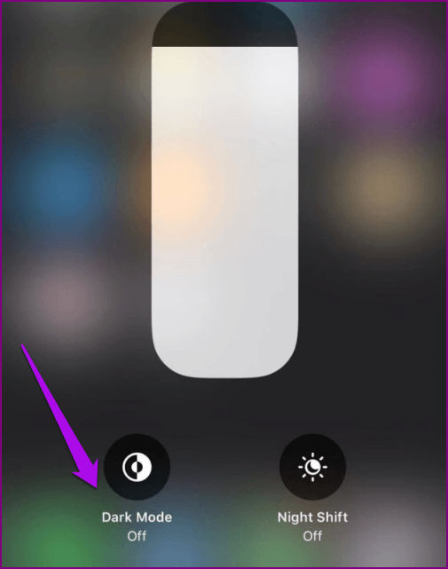 Desactivar dispositivos en modo oscuro Centro de control de iOS Brillo Modo oscuro Desactivado