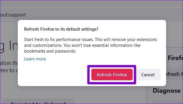 Confirmar actualización de Firefox